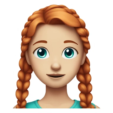 crimsom red haired girl, one ponytail on each side, turquoise blue eyes, white face, tear on cheek sticker