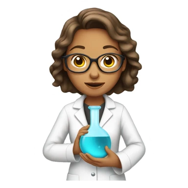 Women scientist holding flask sticker