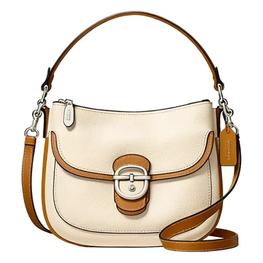 Coach Women's Hadley Mini Crossbody Bag in Pebbled Leather all white beige rectangle
 sticker