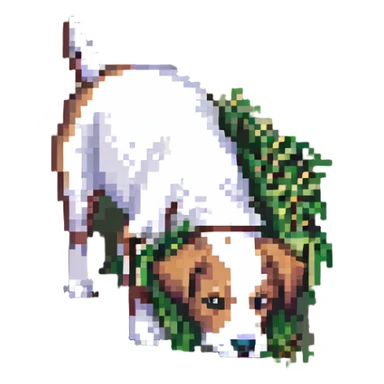 dog eating grass sticker