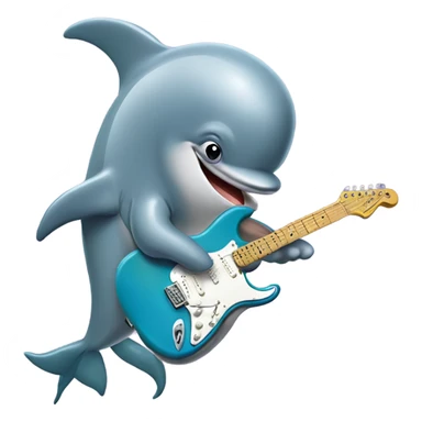 Dolphin playing a Fender Stratocaster  sticker