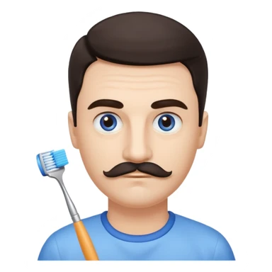 oval face with fair skin. His eyes were blue, and his eyebrows were dark and somewhat bushy. Above his upper lip he wore a small brush-like moustache, known as a "toothbrush moustache." His hair was dark and sticker