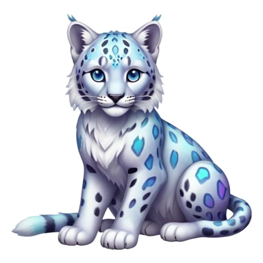 Cute cool edgy Colorful dark vibrant pastel transparent iridescent luminescent ethereal fantasy-lynx-snow-leopard-animal, full-body sticker