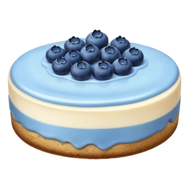 Cheesecake with blue cream on top and blueberries sticker