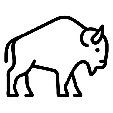 simple bison icon, minimalist and bold, clean black outlines, no fill, modern icon style sticker