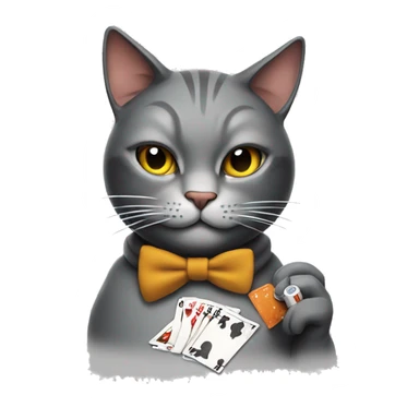 Cat smoking a cigarette playing poker  sticker