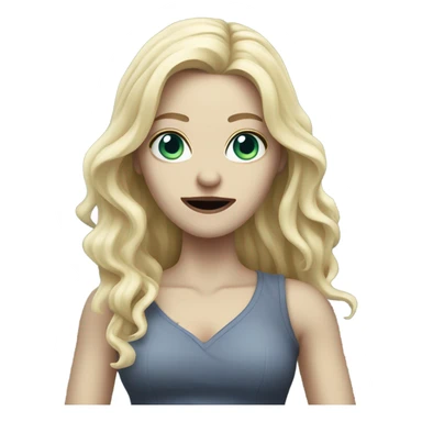 Woman, white skin, pale skin, long hair, blonde hair, wavy hair, standing like a zombie sticker