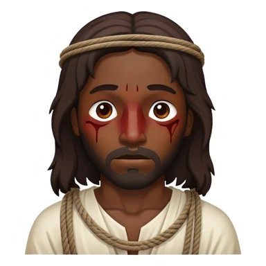 Dark skin christ Jesus tied to ropes and with injuries  sticker