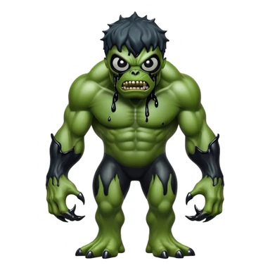 Symbiote-infected Hulk, green monster covered in black alien goo with white eyes sticker