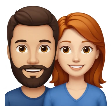 👩🏼‍❤️‍👨🏽 Something like this, but make the guy more lighter and give the girl a bit more red hair like ginger style make the guy have dark brown hair, same with the beard and add her in the middle top sticker