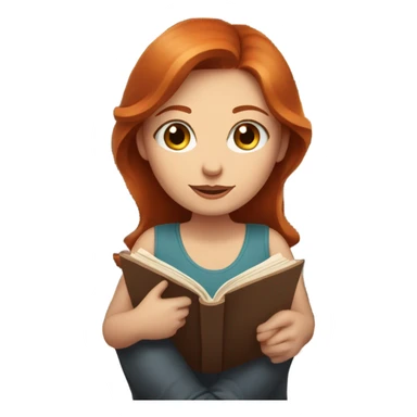 Beautiful Redhead female with blue eyes surrounded by books sticker