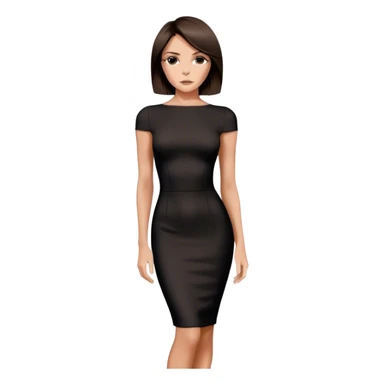 Victoria Beckham with dark brown hair in a short bob cut wearing a black bodycon dress sticker