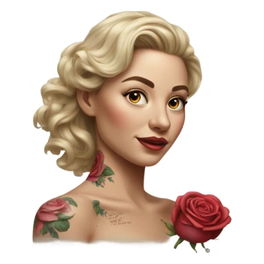 Hyper Realistic beautiful woman with a small rose tattoo sticker