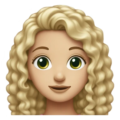White girl with green eyes curly hair and pink cap sticker