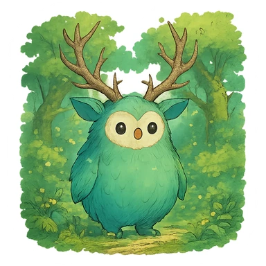 a whimsical forest spirit, ghibli style, detailed, vibrant, magical atmosphere sticker