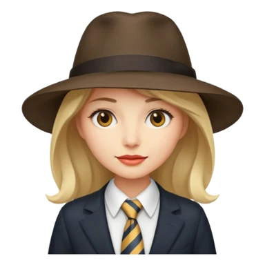 Woman in wide-brim hat & tie sticker