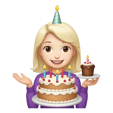 Winky face holding birthday cake sticker