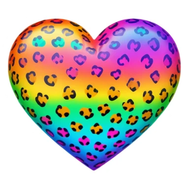 A colorful rainbow-gradients-neon-colored wild realistic leopard-cheetah-printed-patterned BIG heart sticker