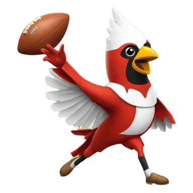 Cartoon cardinal bird kicking field goal sticker