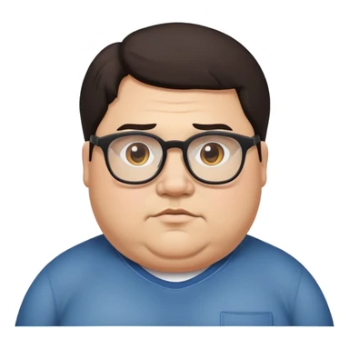 Fat man with dark hair and glasses sticker