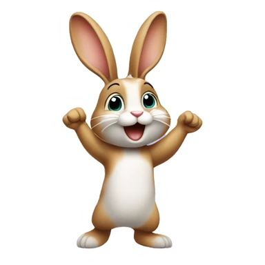 happy rabbit stands on two legs sticker