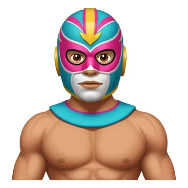 Mexican wrestler portrait, head and shoulders only, colorful luchador mask, muscular collar, confident expression, 3D cartoon, mobile game icon style, clean background, no text, no watermark
 sticker