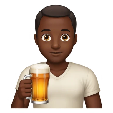 DARK black guy dark brown eyes holding beer sticker