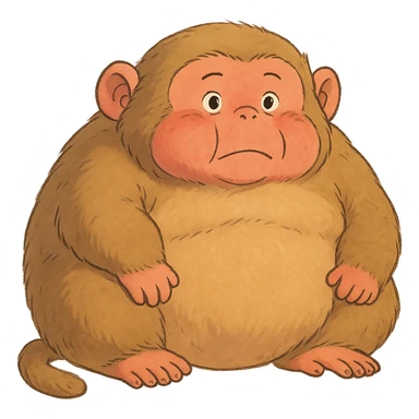 ghibli style super fat monkey sticker