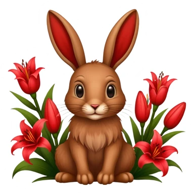 Hase mit roten Lilien sticker