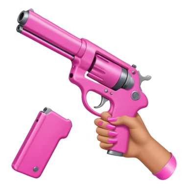 Image of only a hand Holding a pink gun. The nails should be pink too sticker