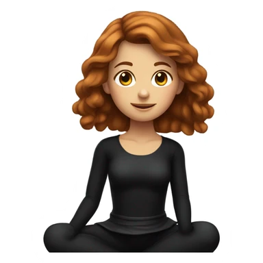 full body girl with chestnut hair sitting in black costume on the floor sticker