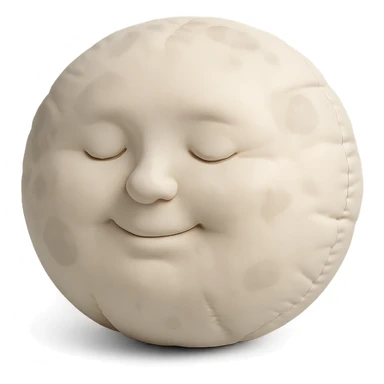 full moon with a gentle face, cozy and rounded, cushion style sticker