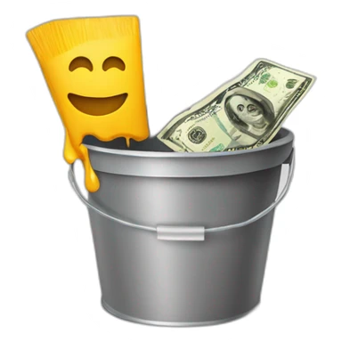 paintbucket icon with dollar note as paint sticker