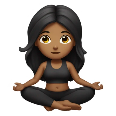 Meditating black long hair Mexican girl with black yoga set sticker