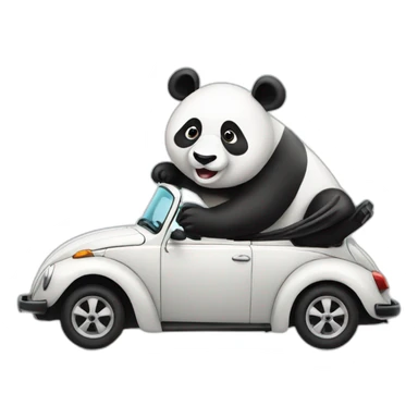 Panda driving a beetle sticker