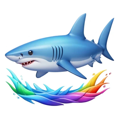 Shark swimming in rainbow ocean sticker