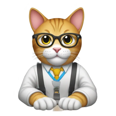 nerd cat near pc  sticker