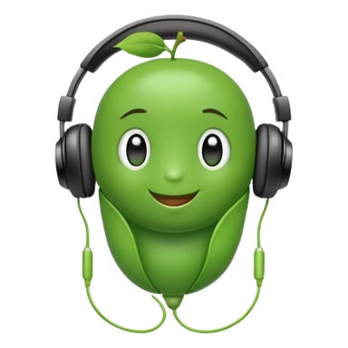 green pea wearing headphones sticker