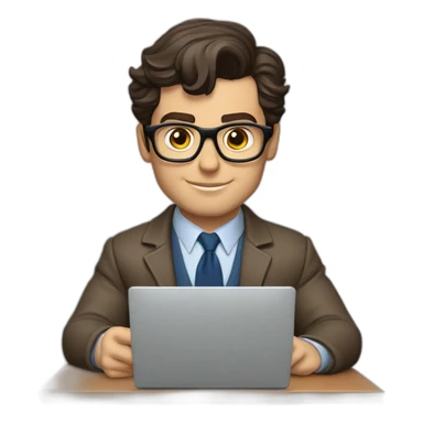 henry cavill clark kent using a laptop front view sticker