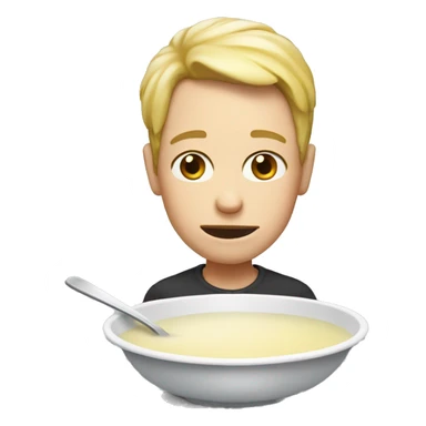 Eating white soup face sticker