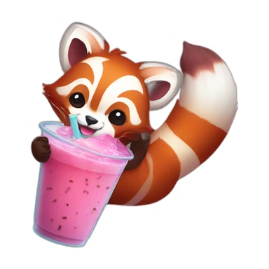 red panda drinking taro bubble tea sticker
