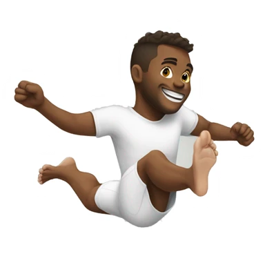 Kicking feet behind head while smiling  sticker