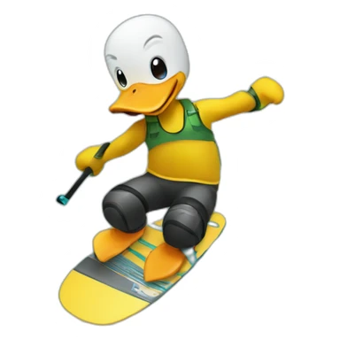 Duck doing wakeboarding sticker