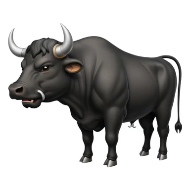 angry leaping black bull side view with steam from nostrils sticker
