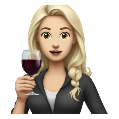 White Girl with runny mascara and a wine glass sticker