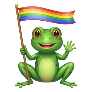 cute frog holding a small rainbow flag sticker