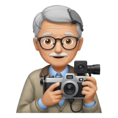 cameraman hold a camera, elderly sticker