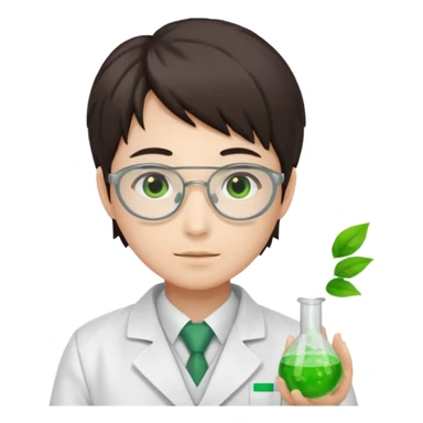 scientist japanese with green epruvete sticker