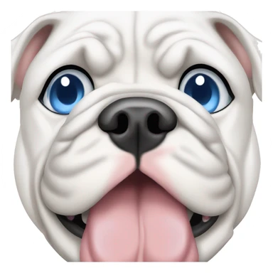 Please create a white English bulldog with blue eyes sticker