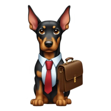 Doberdore dog in tie and with briefcase sticker